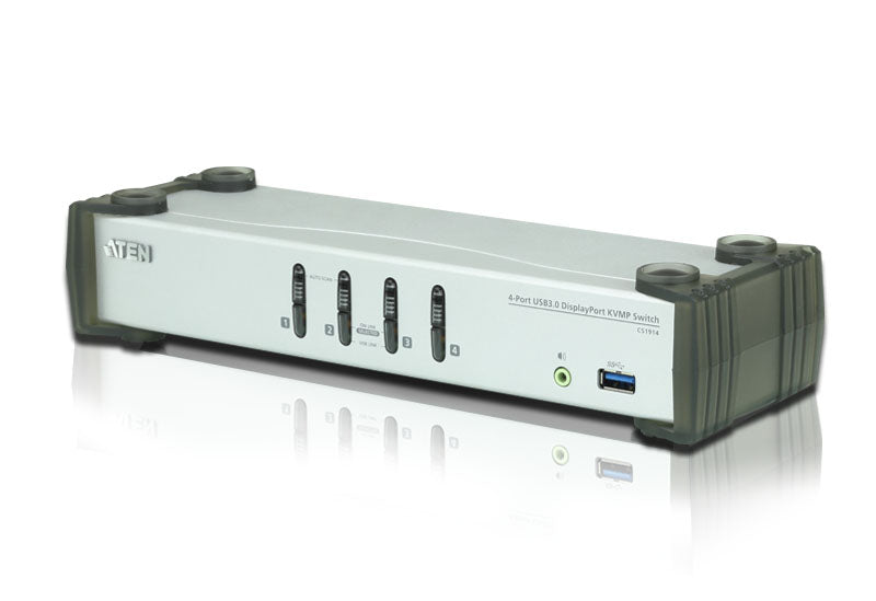 Aten Desktop KVMP Switch 4 Port Single Display DisplayPort w/ audio, Cables Included, 2x USB Port, Selection Via Front Panel Aten Desktop KVMP Switch 4 Port Single Display DisplayPort w/ audio, Cables Included, 2x USB Port, Selection Via Front Panel